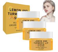 Natural Turmeric Lemon Lip Scrub for Dark Lips,Scrub & Nourish Sugar Lip Scrub, Turmeric Lip Scrub, Lip Exfoliator Scrub,Chapped and Dry Lips Hydrates & Fade Lip Lines (3 Pcs)