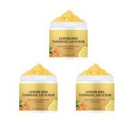 Natural Turmeric Lemon Lip Scrub, Lip Scrub Exfoliator for Dark Lips, Scrub & Nourish Sugar, Turmeric Balm, Fade Lip Lines, Effectively Repairs Dry Chapped Lips (3, 100g)