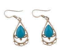 Natural Turquoise Gemstone Dangle Earring 3.5x1.5mm | Made in 925 Sterling Silver, Silver Plated |Pear Shape Stone, Smooth Minimlist Style Dangle For Women & Girls |LK_RDG_00260