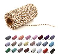 Natural Twine Cotton String Christmas Natural Jute Colored Cotton String Rope Craft Cord Gift Wrapping Twine (1 Roll, Brown & White)