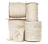 Natural Twisted Cotton Rope 1/4 Inch - Biodegradable Cord with No Bleach or Dyes - Low Stretch Line in High Strength Capacity - Arts, Crafts, Indoor/Outdoor DIY Projects, Commercial Uses (50 Feet)