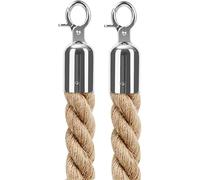 Natural Twisted Hemp Rope 1.8m/6ft for Stanchion Post, Bollard Pole, VIP Dividers, Queue Control, Durable Silver Rope, Ideal for Events, Outdoor Use