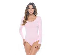 Natural Uniforms Long Sleeve Scoop Neck Body Suit--Breathable Cotton Stretch, Pink, XXL