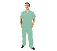NATURAL UNIFORMS Men's Scrub Set Medical Scrub Top and Pants (L, True Navy Blue)