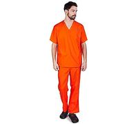NATURAL UNIFORMS Men's Scrub Set Medical Scrub Top and Pants (M, Orange)