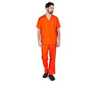 NATURAL UNIFORMS Men's Scrub Set Medical Scrub Top and Pants (XL, Orange)