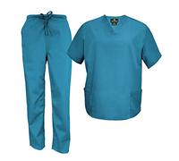 Natural Uniforms Men's Scrub Set Medical Scrub Tops and Pants (X-Large, Teal)