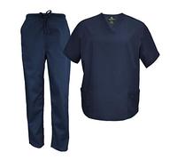 Natural Uniforms Men's Scrub Set Medical Scrub Tops and Pants (XX-Large, Dark Navy Blue)