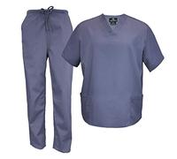 Natural Uniforms Men's Scrub Set Medical Scrub Tops and Pants (XX-Large, Pewter Charcoal)