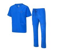 Natural Uniforms Mens Stretch Multi-Pocket Cargo Scrub Set (True Royal Blue, 5X-Large)