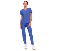Natural Uniforms Womens' Cool 4-Way Stretch Jogger Scrub Set (Ceil Blue, Small)