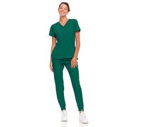 Natural Uniforms Womens' Cool 4-Way Stretch Jogger Scrub Set (True Hunter Green, Medium)