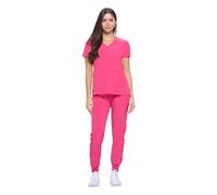 Natural Uniforms Womens Essential Cool Stretch Jogger Scrub Set (Hot Pink, 3X-Large)