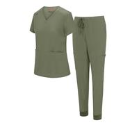 Natural Uniforms Womens Essential Cool Stretch Jogger Scrub Set (Olive, Small)