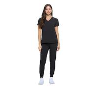 Natural Uniforms Womens Essential Cool Stretch Jogger Scrub Set with Regular and Petite Sizes, Black, X-Small-Petite