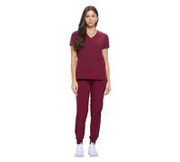 Natural Uniforms Womens Essential Cool Stretch Jogger Scrub Set with Regular and Petite Sizes, Burgundy, S