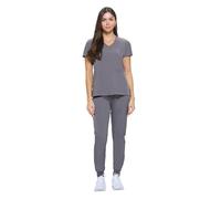 Natural Uniforms Womens Essential Cool Stretch Jogger Scrub Set with Regular and Petite Sizes, Charcoal, Medium-Petite