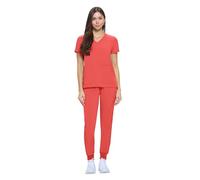 Natural Uniforms Womens Essential Cool Stretch Jogger Scrub Set with Regular and Petite Sizes, Coral, XS