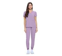 Natural Uniforms Womens Essential Cool Stretch Jogger Scrub Set with Regular and Petite Sizes, Lavender, Small-Petite