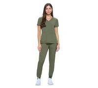 Natural Uniforms Womens Essential Cool Stretch Jogger Scrub Set with Regular and Petite Sizes, Olive, Small-Petite