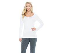 Natural Uniforms Women's Long Sleeve Scoop-Neck T-Shirt Under Scrub, White, Medium