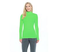 Natural Uniforms Women's Long Sleeve Mock Turtle-Neck T-Shirt Under Scrub, Lime Green, XS