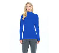 Natural Uniforms Women's Long Sleeve Mock Turtle-Neck T-Shirt Under Scrub, True Royal Blue, XS