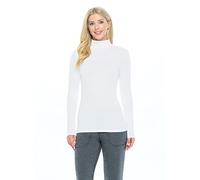 Natural Uniforms Women's Long Sleeve Mock Turtle-Neck T-Shirt Under Scrub, White, S