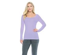 Natural Uniforms Women's Long Sleeve Scoop-Neck T-Shirt Under Scrub, Lavender, Large