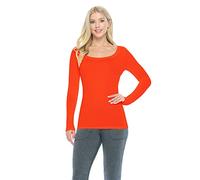 Natural Uniforms Women's Long Sleeve Scoop-Neck T-Shirt Under Scrub, Orange, X-Large