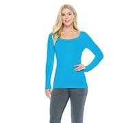 Natural Uniforms Women's Long Sleeve Scoop-Neck T-Shirt Under Scrub, Water Blue, Large