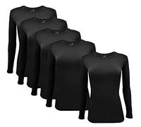 Natural Uniforms Women's Long Sleeve Underscrub Stretch T-Shirt Scrub Top - Multi Pack of 5