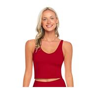Natural Uniforms Women's Longline Wirefree Padded Medium Support Sports Bra, Gym Clothes, Red, L
