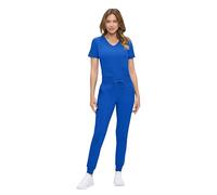 Natural Uniforms Womens Ultra-Soft Luxe Stretch Jogger Scrub Set with Regular and Petite Sizes (True Royal Blue, Large)