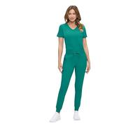 Natural Uniforms Womens Ultra-Soft Luxe Stretch Jogger Scrub Set with Regular and Petite Sizes, True Hunter Green, Medium-Petite