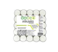 Natural Unscented Tealights 100% Rapeseed Wax with 4 Hours or 8 Hours Burning Time Paraffin-Free Candles in Recyclable Clear Cup Natural Wax Tea Lights