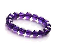 Natural Uruguay Amethyst Quartz Crystal Round Beads Stretch Bracelet 11mm AAA