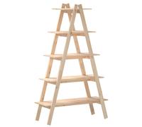 (natural) vidaXL 5-Tier Shelf A-shape Standing Shelf Bookcase Book Rack Solid Wood Pine