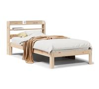 Bed frame natural pine 90x190cm single with headboard shelves cozy plywood slats