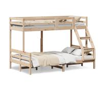Solid Pine Wood Bunk Bed, Brown, 207x125.5x145 cm, Space-Saving Design, Safe [EEK: A]