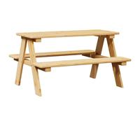 (natural) vidaXL Children's Table with Benches IRUN 90x79.5x50 cm Solid Wood