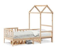 (natural) vidaXL Day Bed with Roof without Mattress 80x200 cm Solid Wood