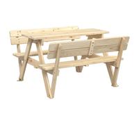(natural) vidaXL Picnic Table for 4 Kids with Umbrella Water Play Table Solid Wood Fir