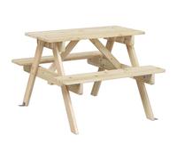 (natural) vidaXL Picnic Table for 4 Kids with Umbrella Water Play Table Solid Wood Fir