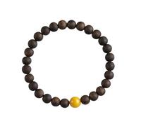 Natural Vietnamese White Agarwood Bracelet and Prayer Beads, Niche, Ancient Style, Sinking Grade (6mm+Amber)