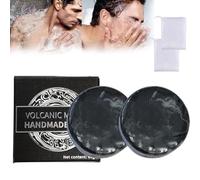 Natural Volcanic Mud Soap,Face Scrub Soap,Activated Charcoal Face Scrub,Exfoliating Moisturing Soap,Black Soap Bar with Bubble Net for Men Women