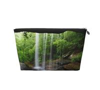 Natural Waterfall in The Mountains Print Travel Makeup Bag Cosmetic Toiletry Bag Wash Bag Multifunctional Storage with Zipper for Women Girls Silver