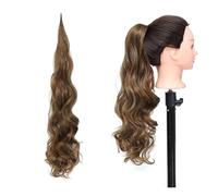 Natural Wave Flexible Wrap Around PonyTail Long Fake Tail Hair Extensions Synthetic Wavy Hairpieces Horse Tail Stunning Look(12)