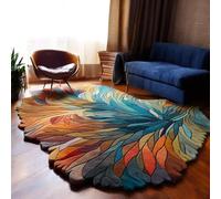 Natural Weave Irregular Shape Wool Area Rug, Handmade Contemporary Botanical Design, Thick Soft Carpet for Living Room, Bedroom (Multi A, 243 x 300 Cm)