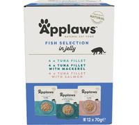 Natural Wet Cat Food Pouches Fish Selection 12x70 g High Protein